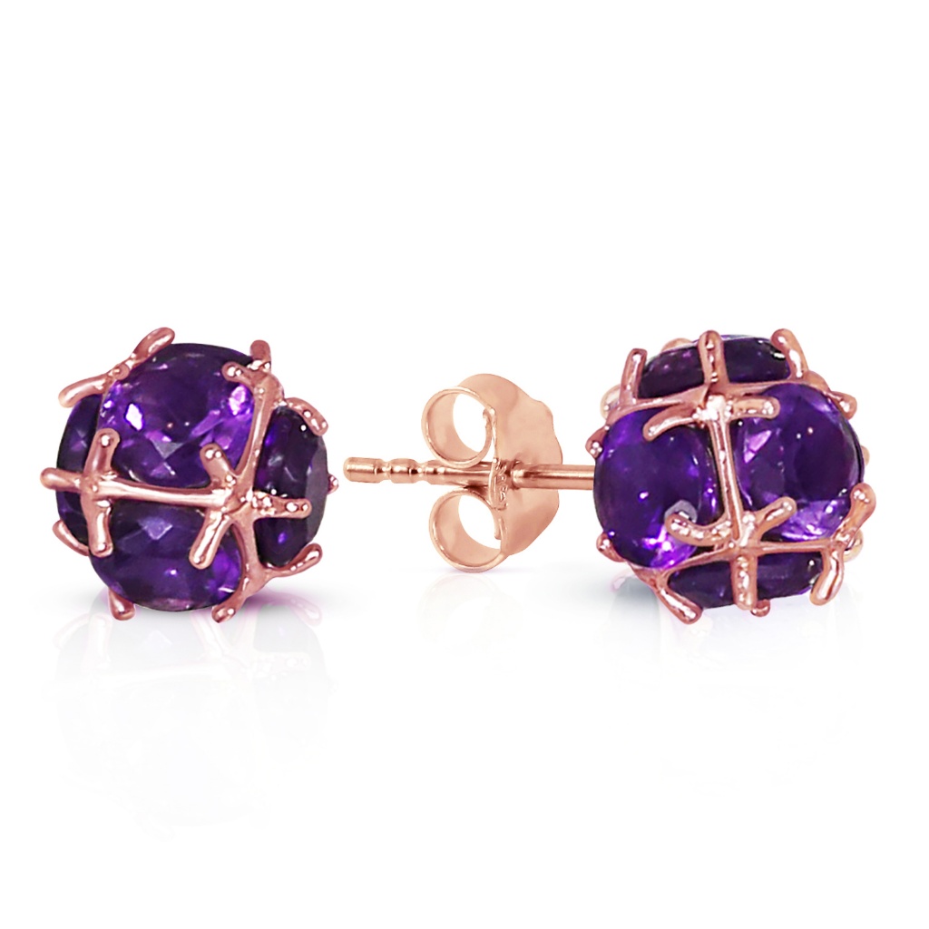 Gold Stud Earrings With Natural Amethysts 1140$